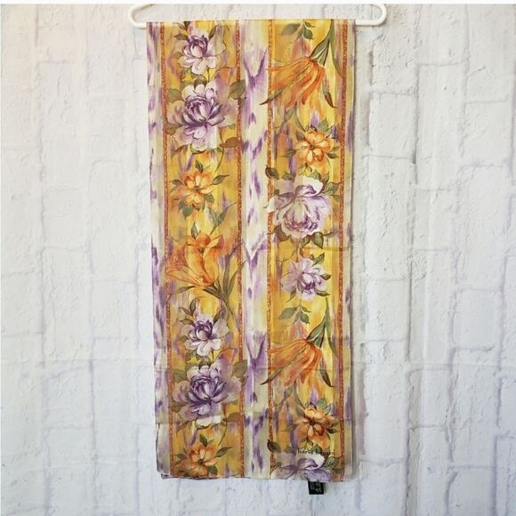 Harve Benard Accessories - HARVE BENARD Floral Semi-Sheer Scarf Made In Italy Polyester